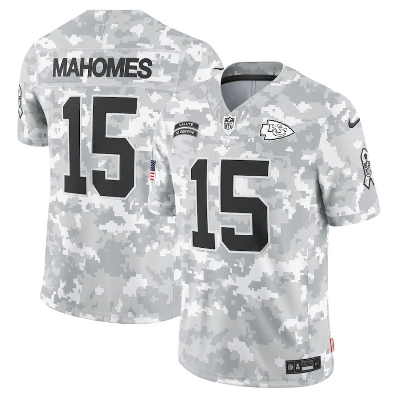 Men Kansas City Chiefs #15 Mahomes Nike Arctic Camo 2024 Salute to Service Limited NFL Jersey